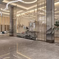 Elegant Modern Hotel Lobby Interior With Marble Floor Columns Front Desk Green Plant And Lighting