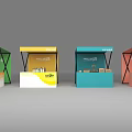 Colorful Promotion Booths with Different Colors Display Various Products for Events