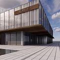 Modern Sales Office Building With Sleek Exterior And Glass Curtain Wall Design 3d model