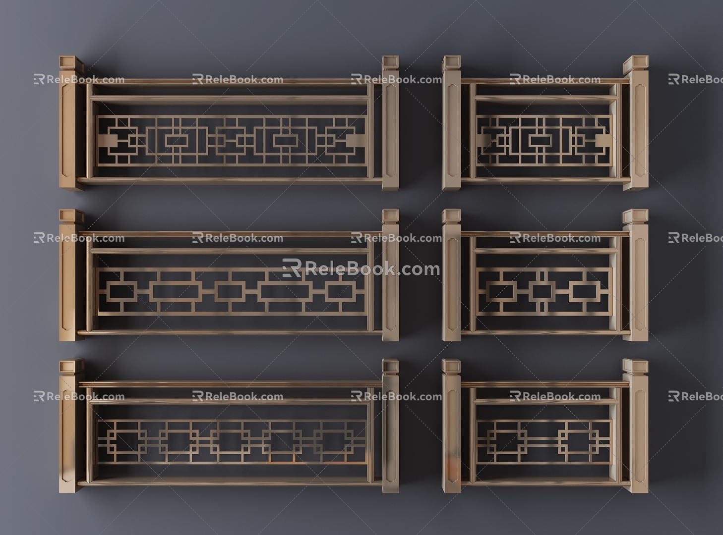 New Chinese-style Metal Railing Guardrail 3d model