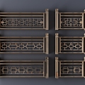 New Chinese-style Metal Railing Guardrail 3d model