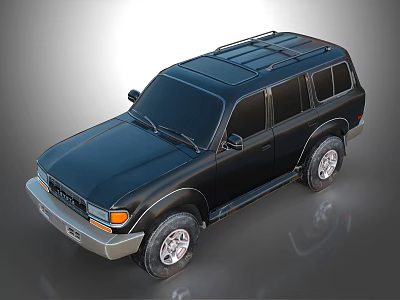 Black Off Road SUV With Roof Rack And Large Tires Exterior Design 3d model