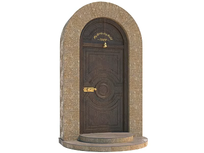 Vintage swing door wooden door 3d model