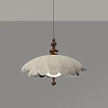 Elegant Cream Colored Pendant Light With Wooden Base And Petal Shaped Lampshade