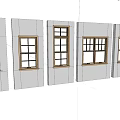 Wooden Window Designs With Various Sizes And Grid Patterns For Home 3d model