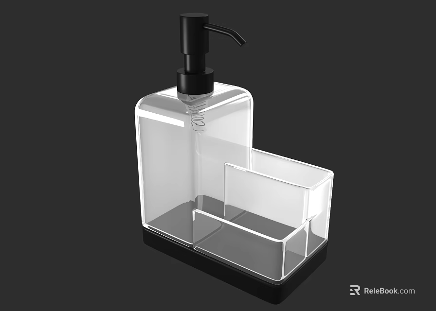 Clear Plastic Bathroom Accessories With Soap Dispenser And Storage Compartment 3d model 
