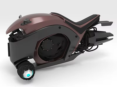 Futuristic Copper And Black Motorcycle With Sleek Body And Unique Wheel Design 3d model
