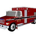 Red Fire Department Rescue Truck With Large Storage Compartments And Windows