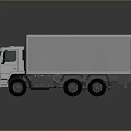 White Box Truck With Cab And Rectangular Cargo Container On Gray Background