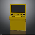 Yellow Arcade Machine With Screen Control Buttons And Coin Slot Stand Design