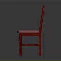 Stylish Red Wooden Chair With Wavy Backrest And Pink Seat Cushion