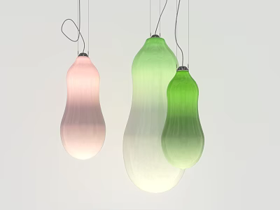 Modern Minimalist Gourd Shaped Pendant Lights in Pink Green and Light Green for Soft Interior Design 3d model