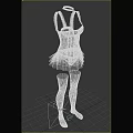 Stylish Pink Spaghetti Strap Dress With Layered Skirt And White Thigh High Socks