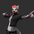 Wolf Character With Red Hair Black Jacket Extended Arms And Painted Nails