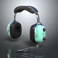 Mint Green and Black Headphones Audio with Adjustable Headband Comfortable Ear Cups and Microphone
