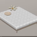 Comfortable Mattress with Checkerboard Pattern Woven Cushion and White Flower