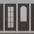 Modern Hinged Doors with Various Styles Glass Panels and Dark Finish for Interior Design