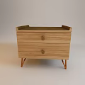 Wooden Chest of Drawers With Two Drawers And Brass Handles On Slender Legs
