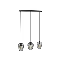 Three Modern Black Hanging Pendant Lights with Cage Design and Glass Shades