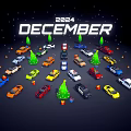 Colorful 2024 December Cars Display With Christmas Trees And Gifts