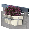 Garden Landscape Design With Hanging Flower Pot Purple Flowers Concrete Structure And Metal Bracket