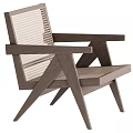 Minimalist Modern Wooden Leisure Chair With Woven Backrest And Angular Frame