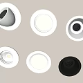 Modern Recessed Downlights and Spotlights in Various Styles on Light Background