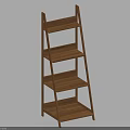 Wooden Ladder Style Storage Shelf With Multiple Tiers For Home Organization