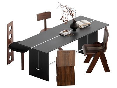 Dining table and chair combination model