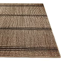 Brown Square Rug Featuring Black Stripes And Woven Texture Design