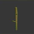 Handmade Brown Wooden Cane With Curved Handle And Natural Grain Texture Design
