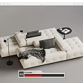 Modern White Multi Person Sofa With Cushions Blanket Floor Lamp And Side Table