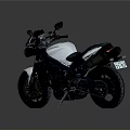 White and Teal Naked Motorcycle with Modern Headlight Exhaust and Mirrors on Gray Reflective Background