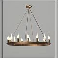 Elegant Circular Chandelier With Multiple Lit Bulbs And Brass Finish Design 3d model