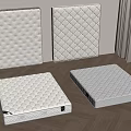 White Mattresses Featuring Quilted And Dotted Patterns On Wooden Floor 3d model