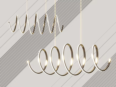 Modern Sleek Spiral Metallic Chandelier Hanging Lighting For Contemporary Interior Design 3d model