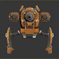 Orange Mechanical Robot Character With Biomorphic Multi Legged Structure And Metal Details 3d model