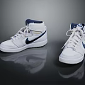 White High Top Shoes with Blue Gold Logo White Laces and Stylish White Soles