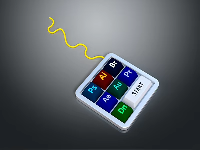 Computer Shortcut Controller With Adobe Software PS AI PR Colorful Function Buttons 3d model