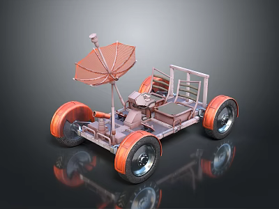 Mars Exploration Rover Model with Large Wheels Satellite Dish Antenna and Metal Frame 3d model