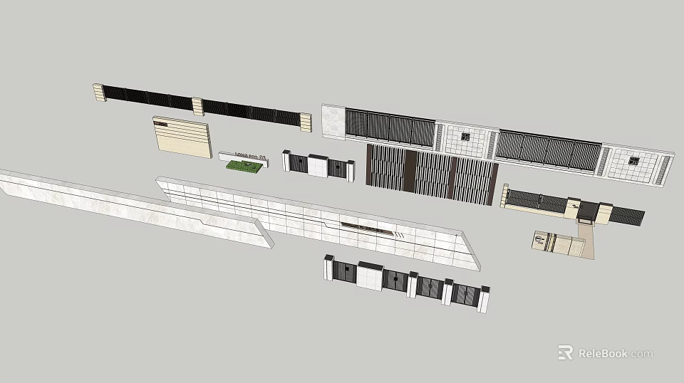 Modern Feature Wall Designs With Various Textures And Geometric Patterns 3d model 