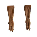 Brown Velvet Curtains With Draped Design And Tiebacks For Window Decoration
