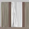Layered Brown Beige White Curtains in Modern Interior with Floor Lamp Accent