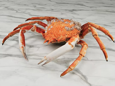 Orange Shelled King Crab With Long White Legs On Polished Marble Surface Showing Detailed Texture 3d model