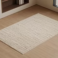 Cream Colored Square Woven Rug With Simple Design For Living Room Wooden Floor