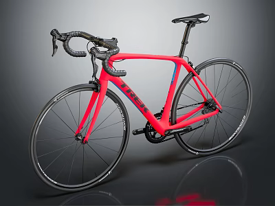 Modern Red Road Bicycle With Sleek Frame And Black Drop Handlebars 3d model