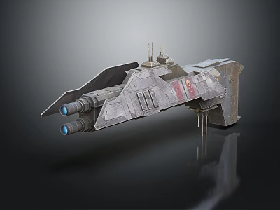 Sleek Futuristic Fighter Jet with Dual Blue Engines Gray Fuselage Red Accents 3d model