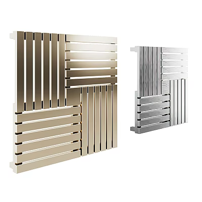 Modern Bathroom Accessories Gold And Silver Radiators With Vertical Striped Design 3d model