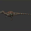 Two Vibrant Dinosaurs Displaying Orange Green And Red Striped Patterns