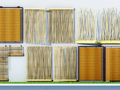 Natural Bamboo Woven Room Dividers With Various Textures And Styles For Home Interior Decor 3d model